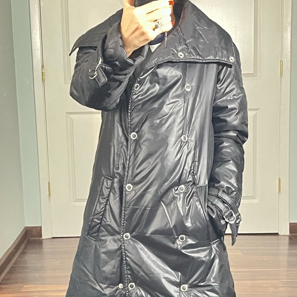 Martin Margiela black double breasted shiny trench coat size 6 - Picture 4 of 17